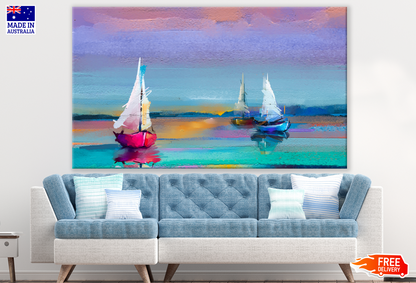 Abstract Boats on Beach Painting Print 100% Australian Made