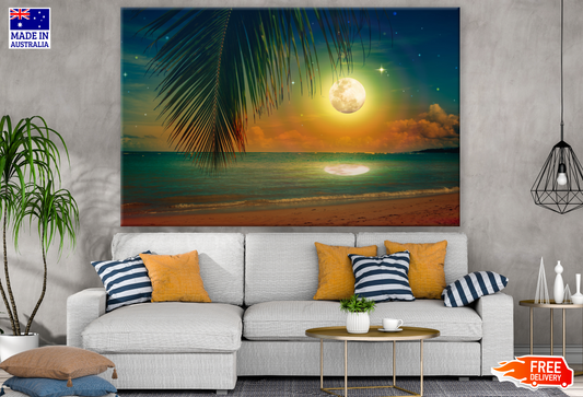 Moon Reflection on Beach Photograph Print 100% Australian Made