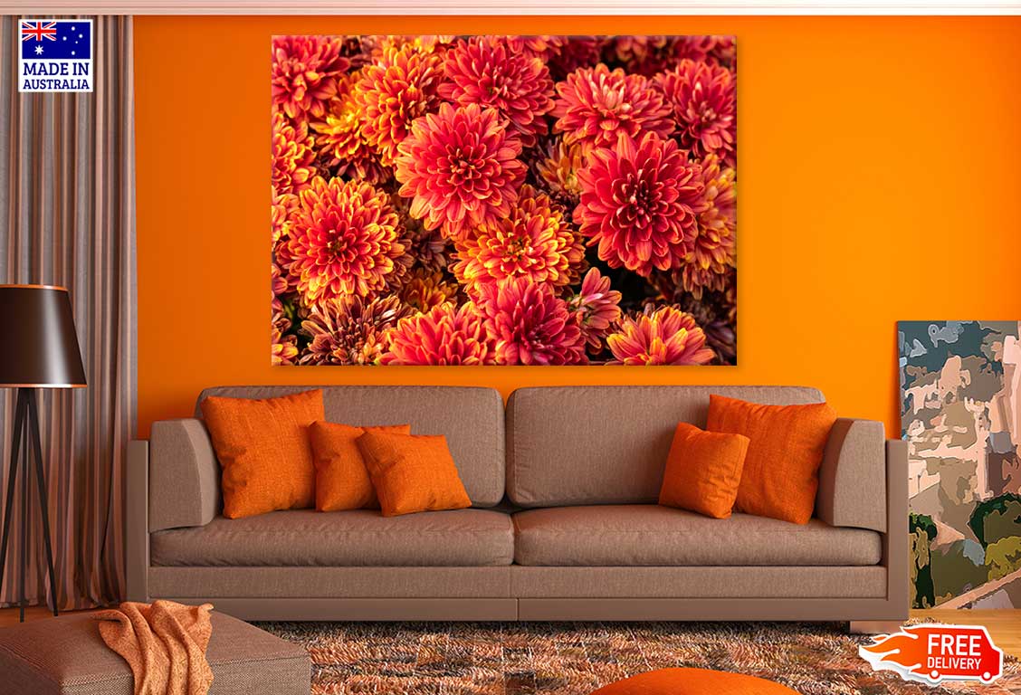 Orange Chrysanthemum Flowers View Photograph Print 100% Australian Made
