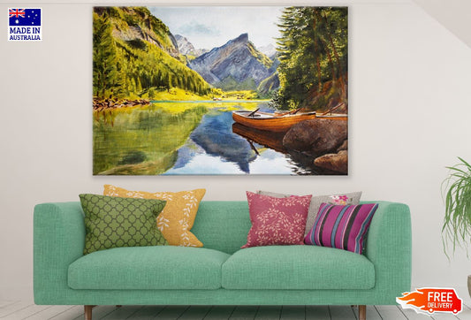 Lake & Mountains Natural Painting Print 100% Australian Made