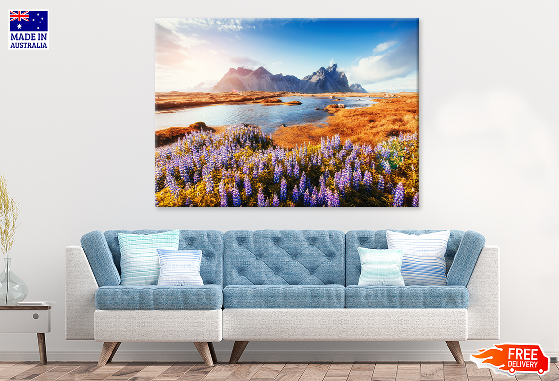 Flower Plant & River Sky View Print 100% Australian Made