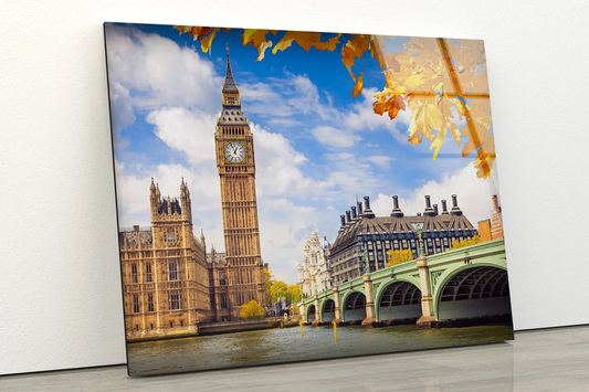 London Big Ben Tower & Bridge Photograph Acrylic Glass Print Tempered Glass Wall Art 100% Made in Australia Ready to Hang