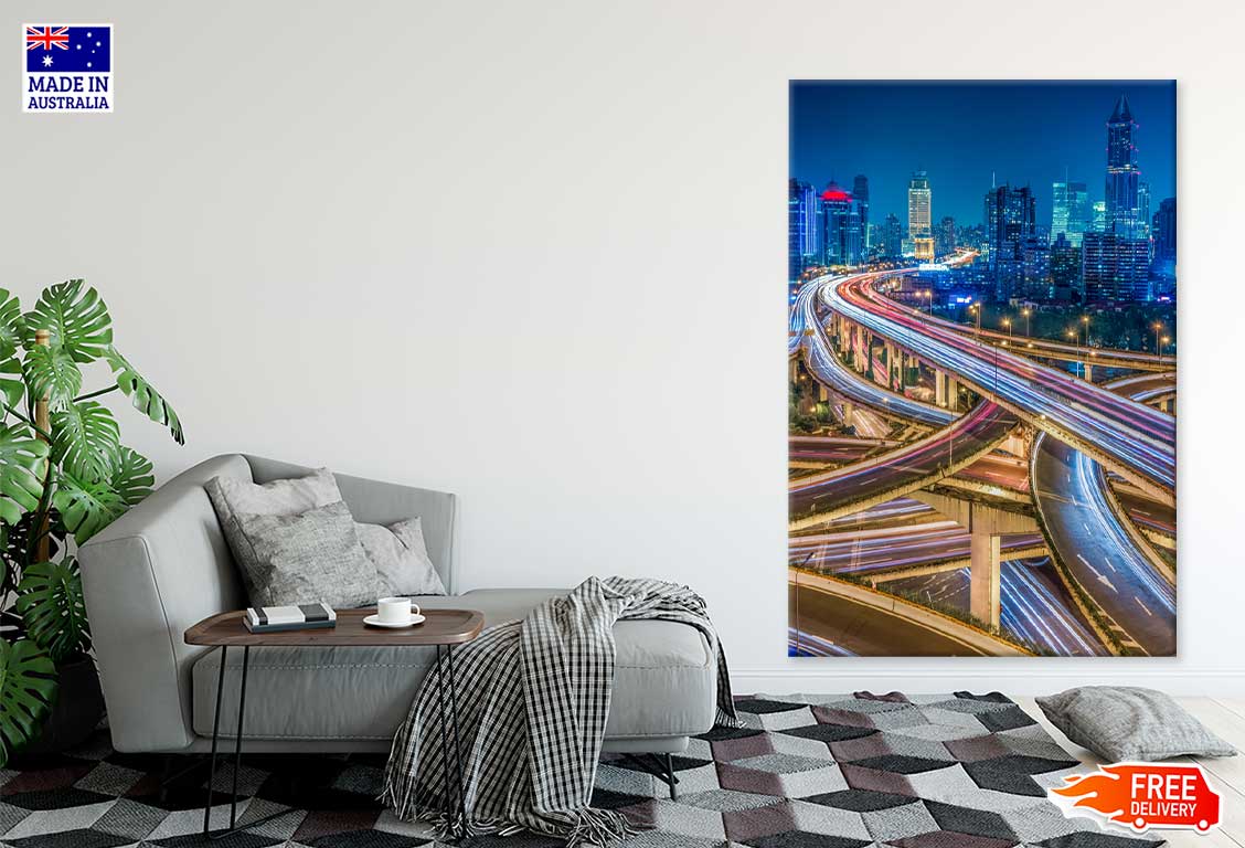 Shanghai Overpass at Night View Photograph Print 100% Australian Made