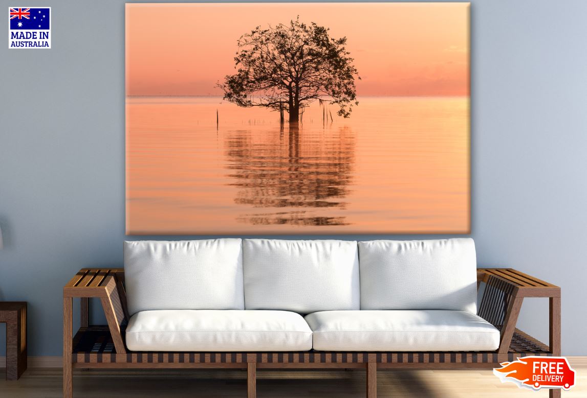 Tree in a Lake at Sunset Photograph Print 100% Australian Made