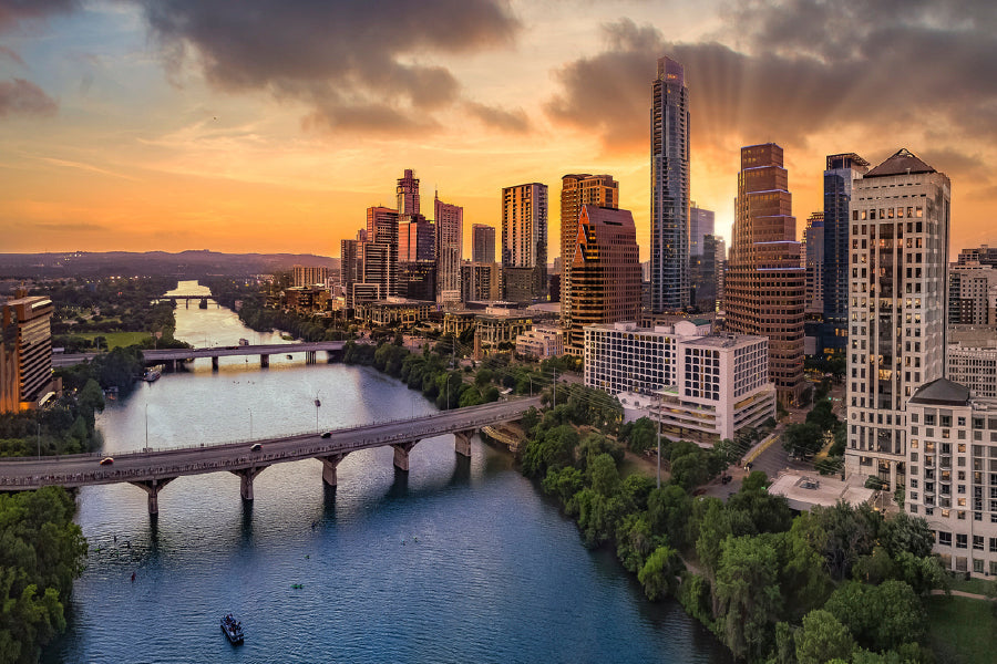 Bella Home Downtown Austin Texas Capital & River Print Canvas Ready to hang