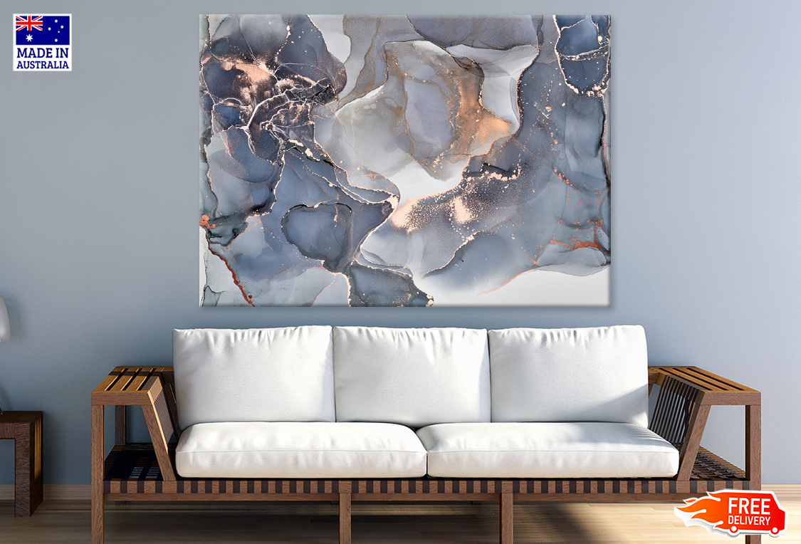 Blue & Gold Abstract Design Print 100% Australian Made