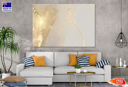 Grey & Gold Stone Marble Abstract Design Print 100% Australian Made