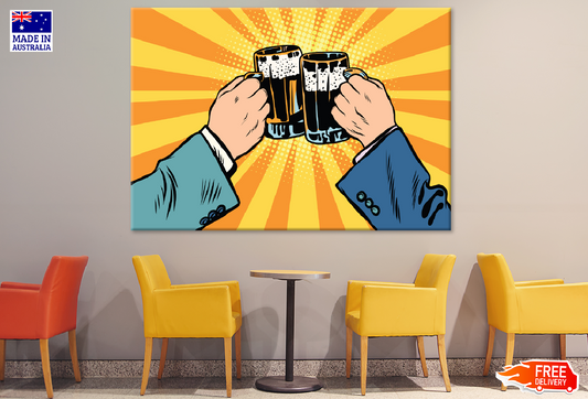 Business Man Holding Beer Glasses Illustration Print 100% Australian Made