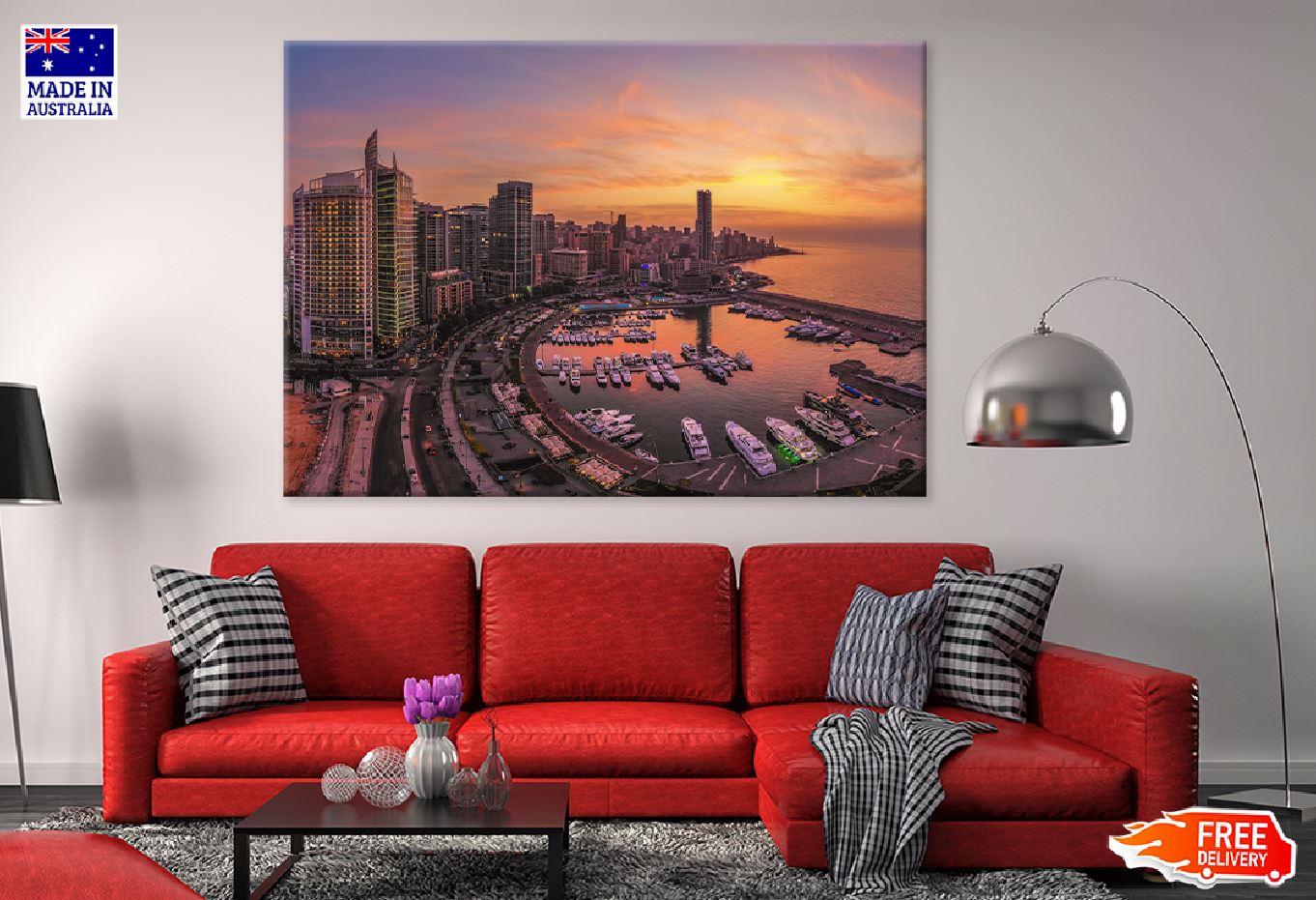 Zaitunay Bay Beirut Aerial View Photograph Print 100% Australian Made