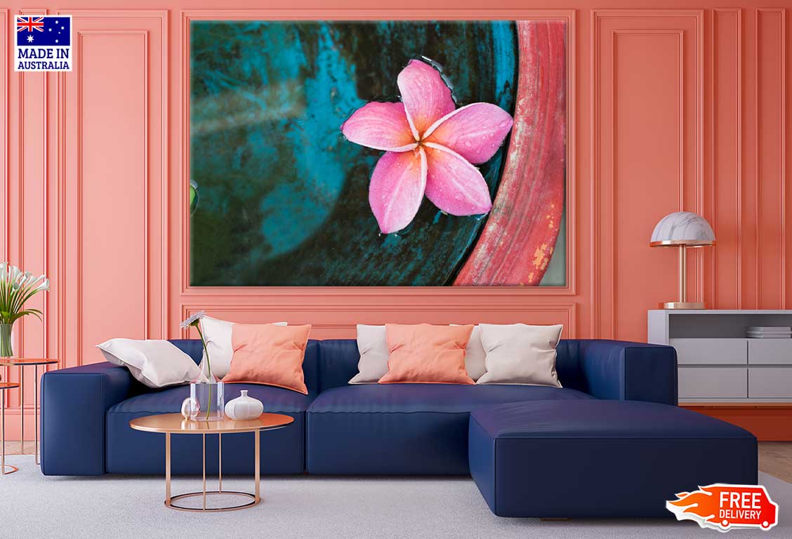 Pink Plumeria Flower on Water View Photograph Print 100% Australian Made