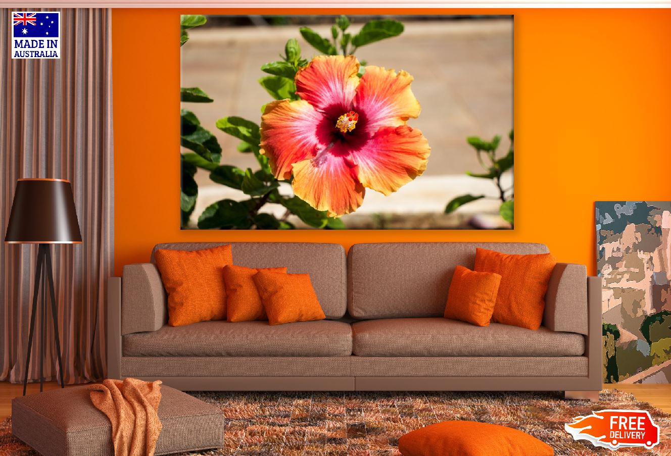 Pink and Orange Hawaiian Flower Closeup Photograph Print 100% Australian Made