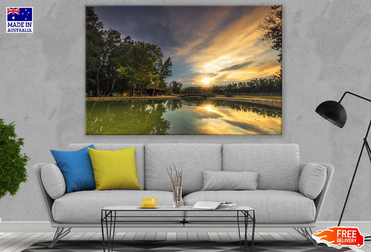 Lake & Graden Wooden Bridge Sunrise Photograph Print 100% Australian Made