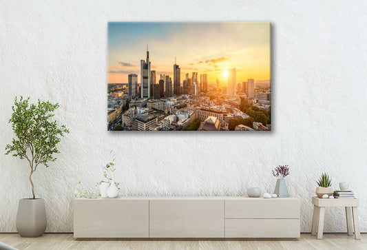 Bella Home Frankfurt Skyline & Finance District Print Canvas Ready to hang