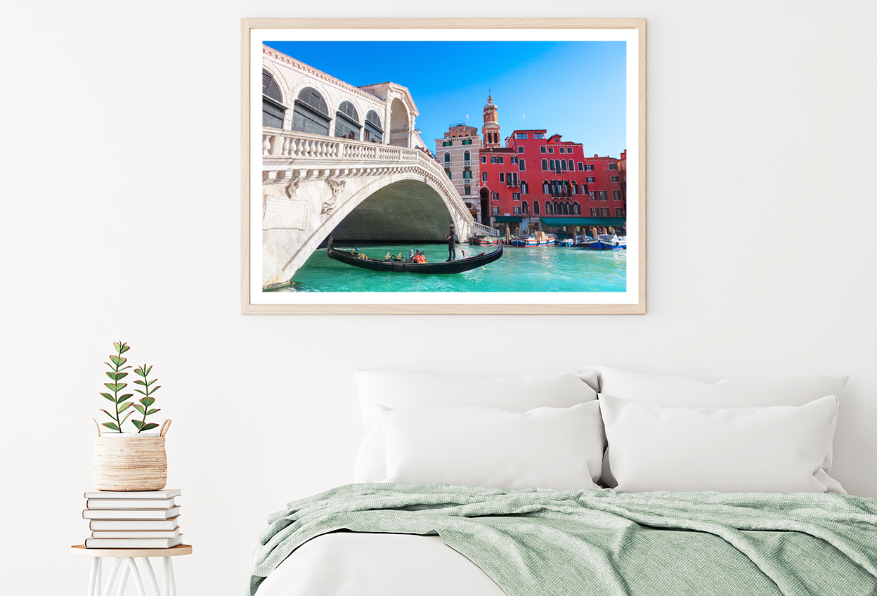 Bridge & Boat On River View Photograph Home Decor Premium Quality Poster Print Choose Your Sizes