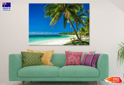 Palm Trees & White Sandy Beach View Photograph Print 100% Australian Made