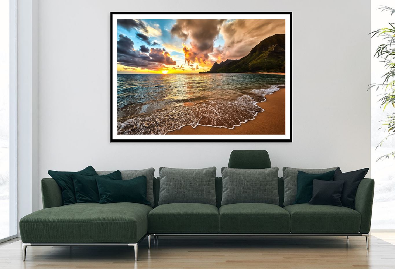 Sunrise on Sandy Beach Scenery Photograph Home Decor Premium Quality Poster Print Choose Your Sizes
