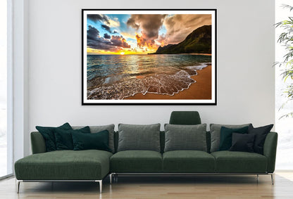 Sunrise on Sandy Beach Scenery Photograph Home Decor Premium Quality Poster Print Choose Your Sizes