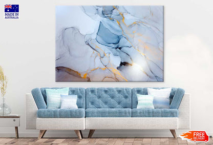 Blue Gold Abstract Painting Design Print 100% Australian Made