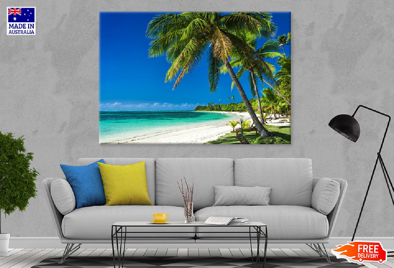 Palm Trees & White Sandy Beach View Photograph Print 100% Australian Made