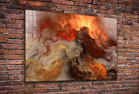 Orange Abstract Clouds Print Tempered Glass Wall Art 100% Made in Australia Ready to Hang