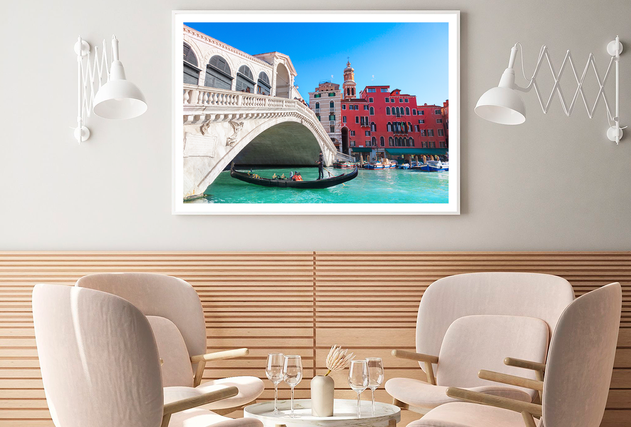 Bridge & Boat On River View Photograph Home Decor Premium Quality Poster Print Choose Your Sizes