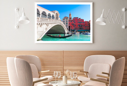 Bridge & Boat On River View Photograph Home Decor Premium Quality Poster Print Choose Your Sizes