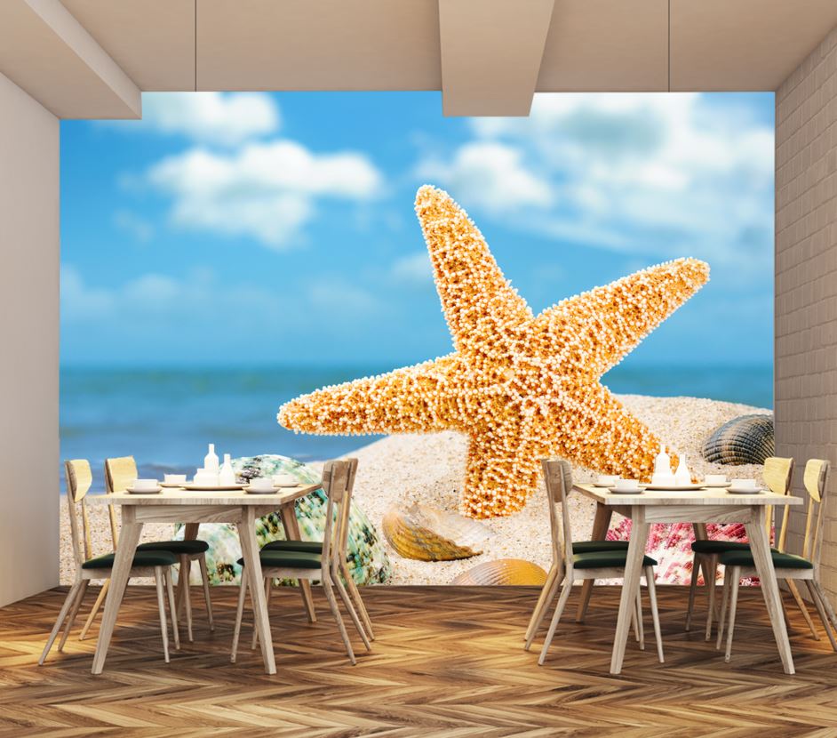 Wallpaper Murals Peel and Stick Removable Star Fish on Beach High Quality