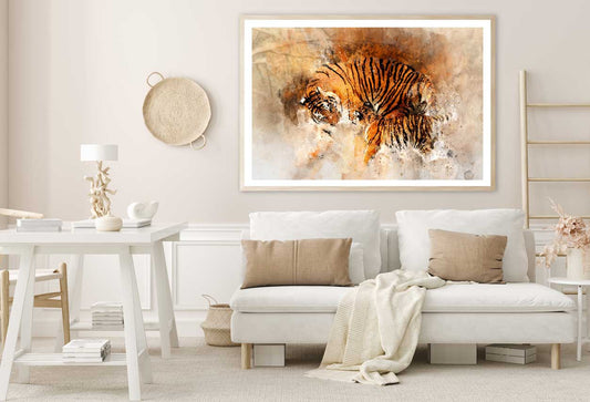 Tiger & Cub Watercolor Painting Home Decor Premium Quality Poster Print Choose Your Sizes