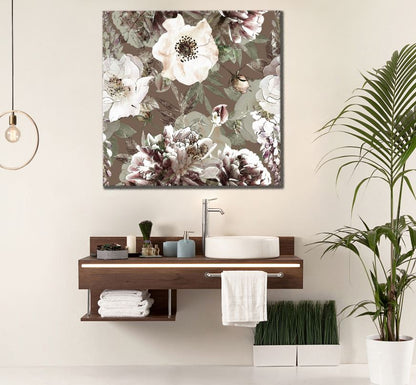 Square Canvas Watercolor Floral Painting High Quality Print 100% Australian Made