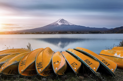 Boats On River & Mountain View Print 100% Australian Made