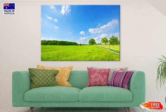 Meadow with Trees & Blue Sky View Photograph Print 100% Australian Made