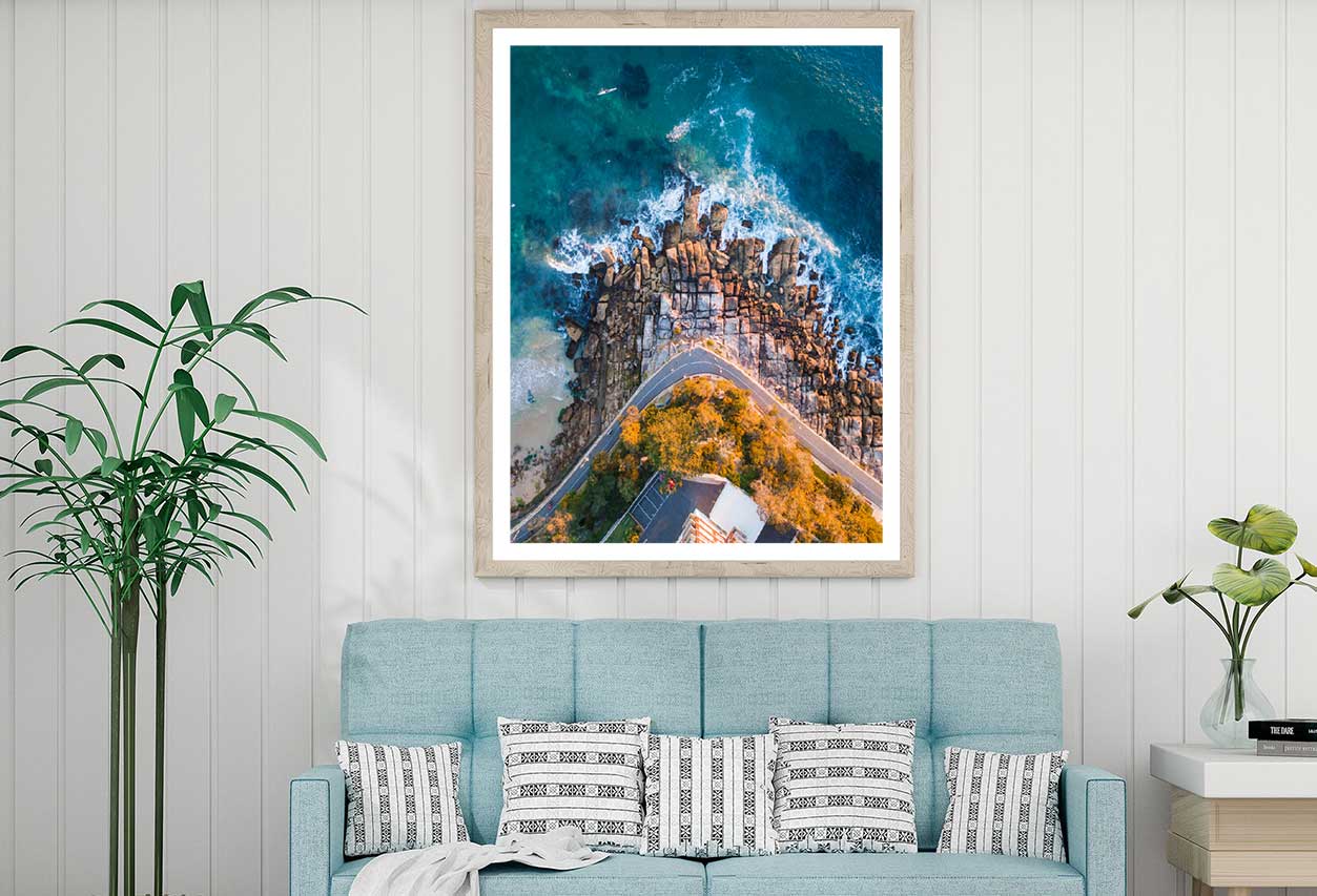 Pathway & Rock Coastline Aerial Photograph Home Decor Premium Quality Poster Print Choose Your Sizes