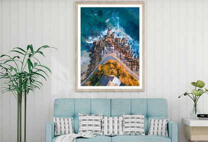 Pathway & Rock Coastline Aerial Photograph Home Decor Premium Quality Poster Print Choose Your Sizes