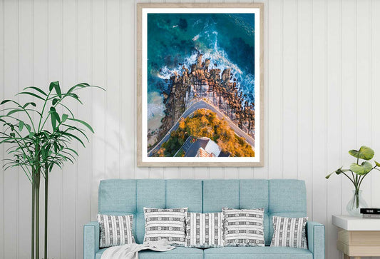 Pathway & Rock Coastline Aerial Photograph Home Decor Premium Quality Poster Print Choose Your Sizes