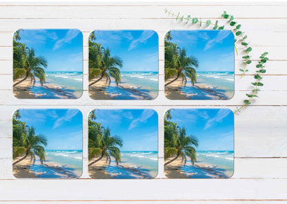 Wild Beach Close To Costa Rica Coasters Wood & Rubber - Set of 6 Coasters