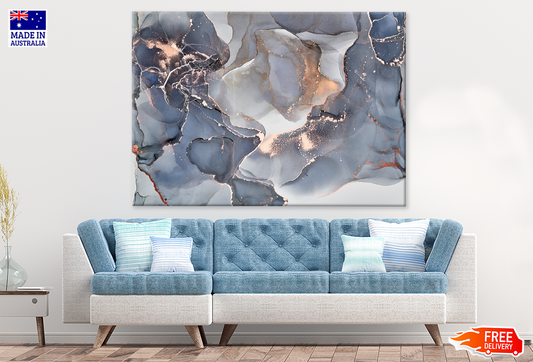 Blue & Gold Abstract Design Print 100% Australian Made
