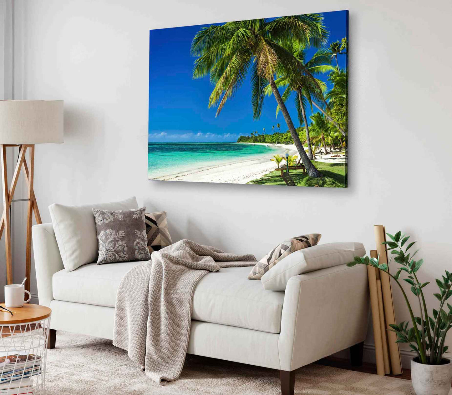 Bella Home Palm Trees & White Sandy Beach Print Canvas Ready to hang