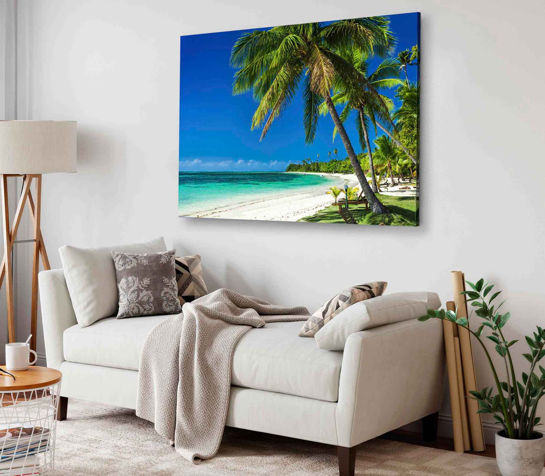 Bella Home Palm Trees & White Sandy Beach Print Canvas Ready to hang