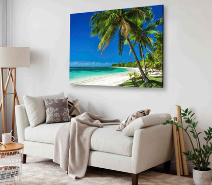 Bella Home Palm Trees & White Sandy Beach Print Canvas Ready to hang