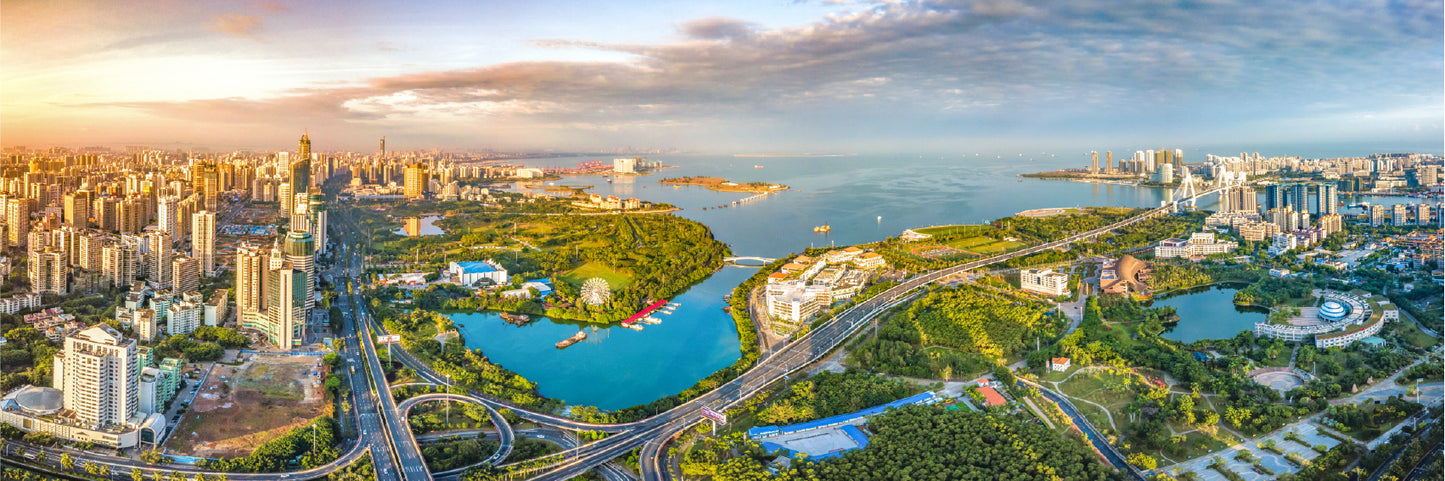 Panoramic Canvas Haikou City Aerial View Photograph High Quality 100% Australian Made Wall Canvas Print Ready to Hang