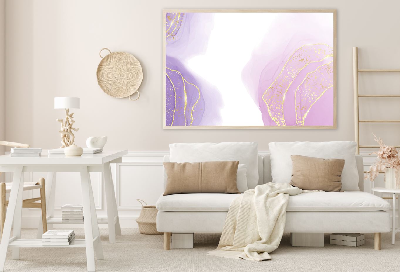 Pink Purple & Gold Lines Abstract Design Home Decor Premium Quality Poster Print Choose Your Sizes