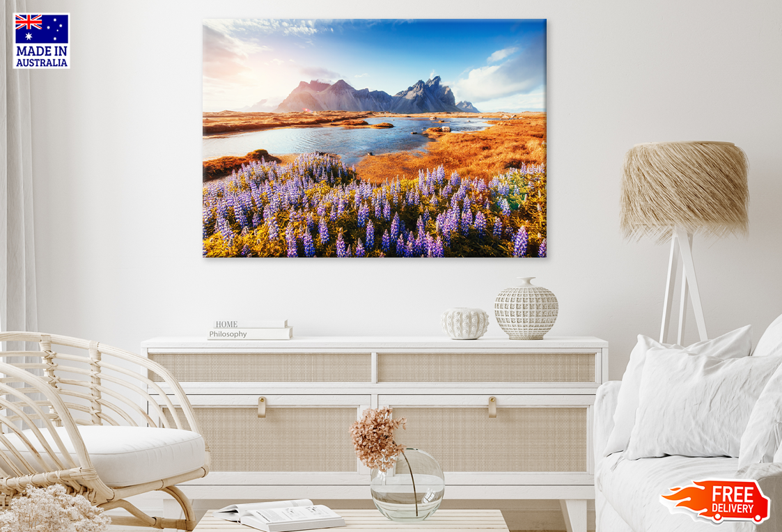 Flower Plant & River Sky View Print 100% Australian Made