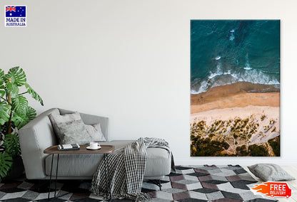 Waves on Sandy Beach Aerial View Photograph Print 100% Australian Made