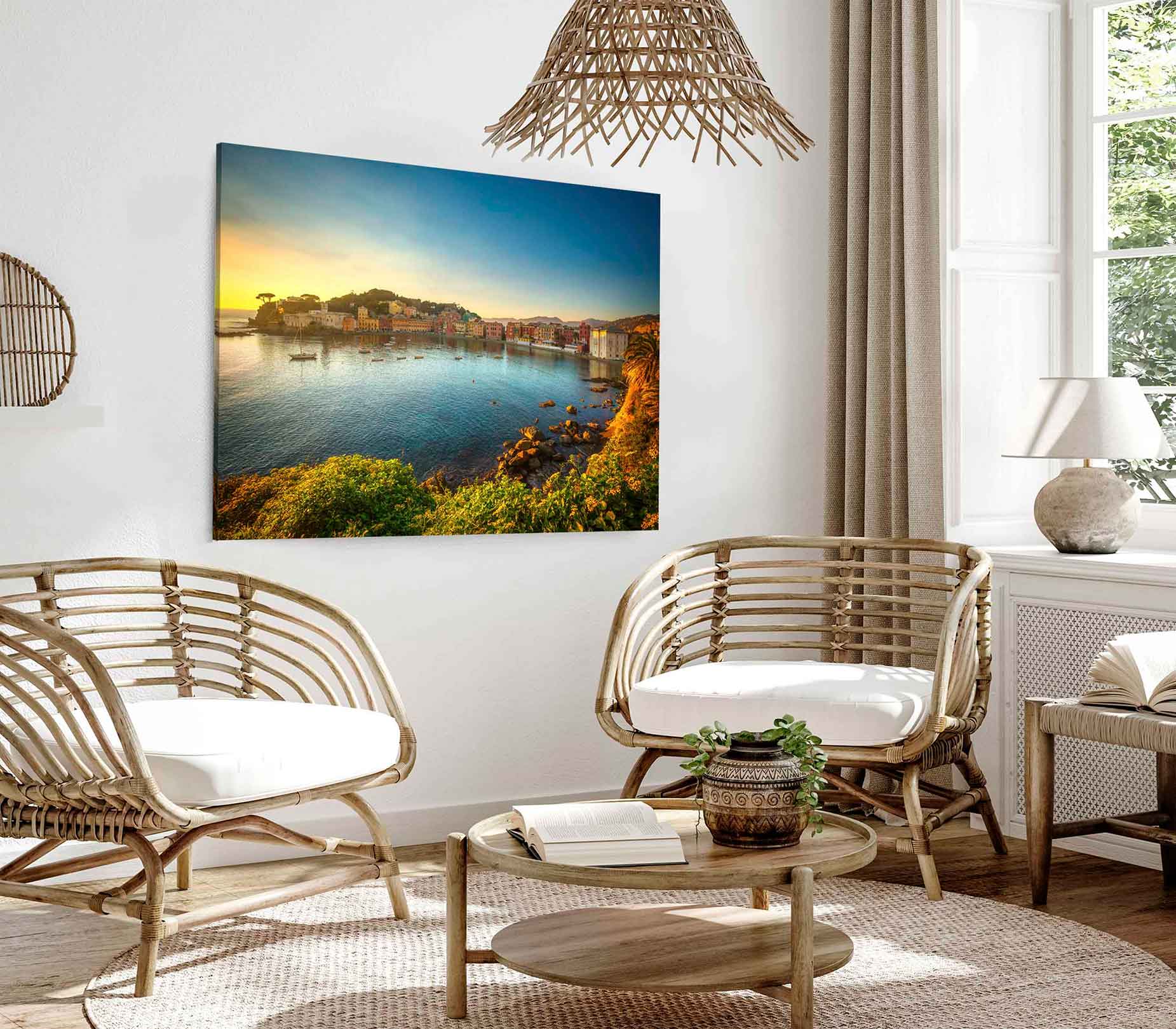 Bella Home Baia del Silenzio Sea Harbor & Beach City Print Canvas Ready to hang