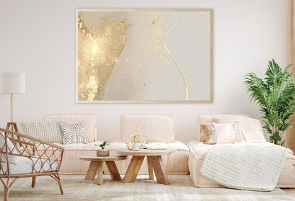 Grey & Gold Stone Marble Abstract Design Home Decor Premium Quality Poster Print Choose Your Sizes