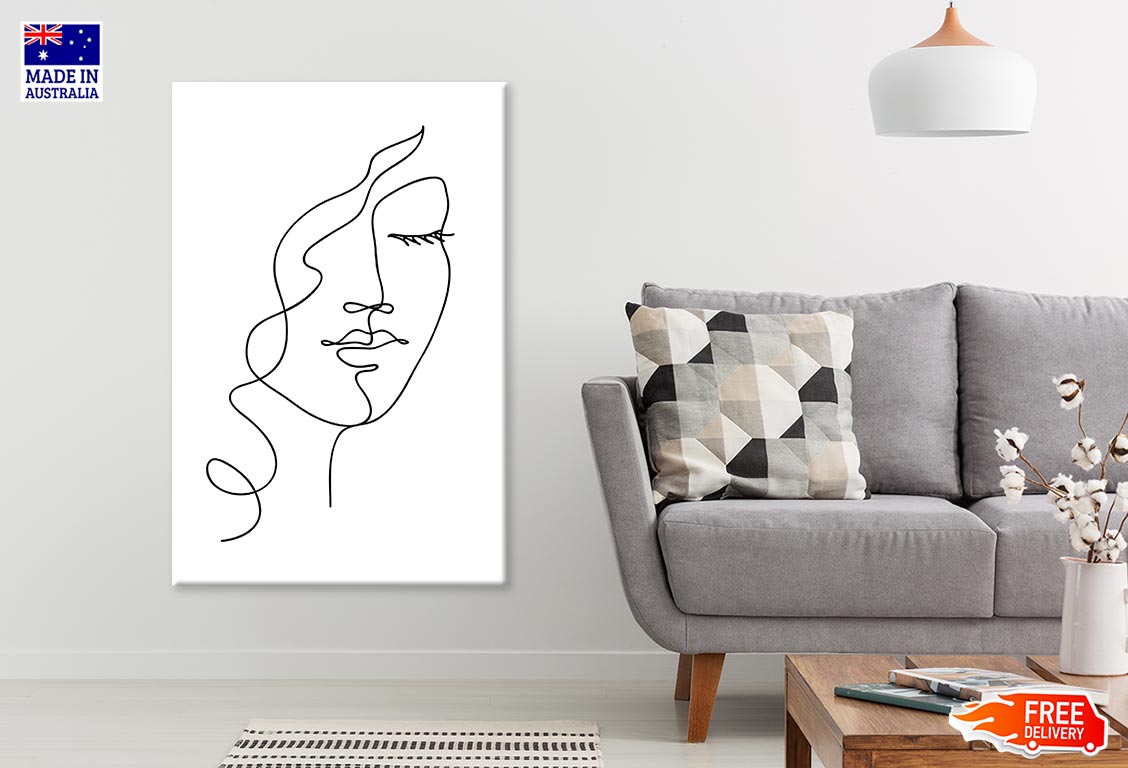 Woman Face B&W Line Art Print 100% Australian Made