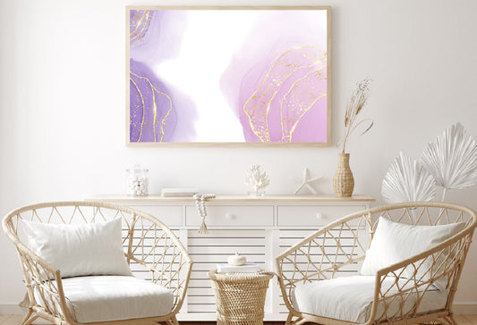 Pink Purple & Gold Lines Abstract Design Home Decor Premium Quality Poster Print Choose Your Sizes