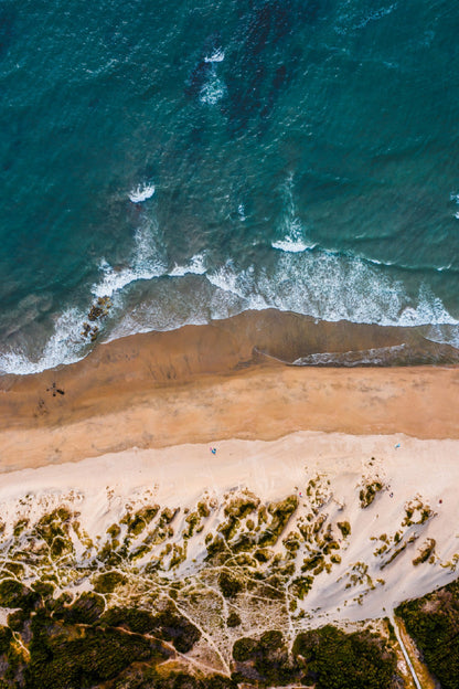 Waves on Sandy Beach Aerial View Photograph Print 100% Australian Made