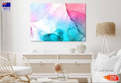 Pink Blue & Gold Ink Abstract Design Print 100% Australian Made