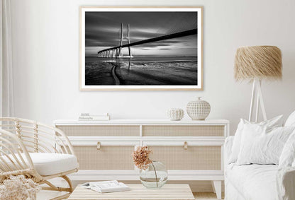 Vasco da Gama Bridge B&W Photograph Home Decor Premium Quality Poster Print Choose Your Sizes